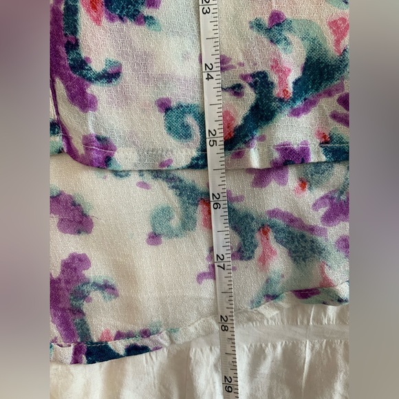 NWOT Aratta Cream Sleeveless Button DownTank with Purple & Teal Print - Picture 10 of 16